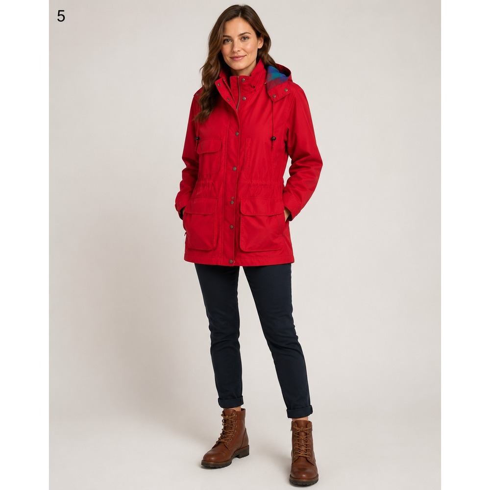Eddie Bauer Barn Chore Coat Womens Medium Red Wool Lined Pockets Vintage